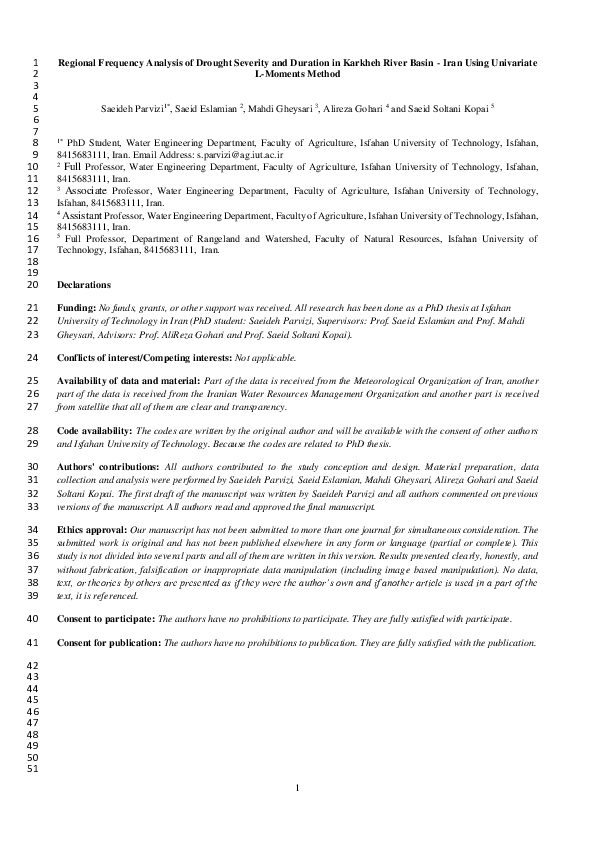 (PDF) Regional Frequency Analysis of Drought Severity and Duration in ...