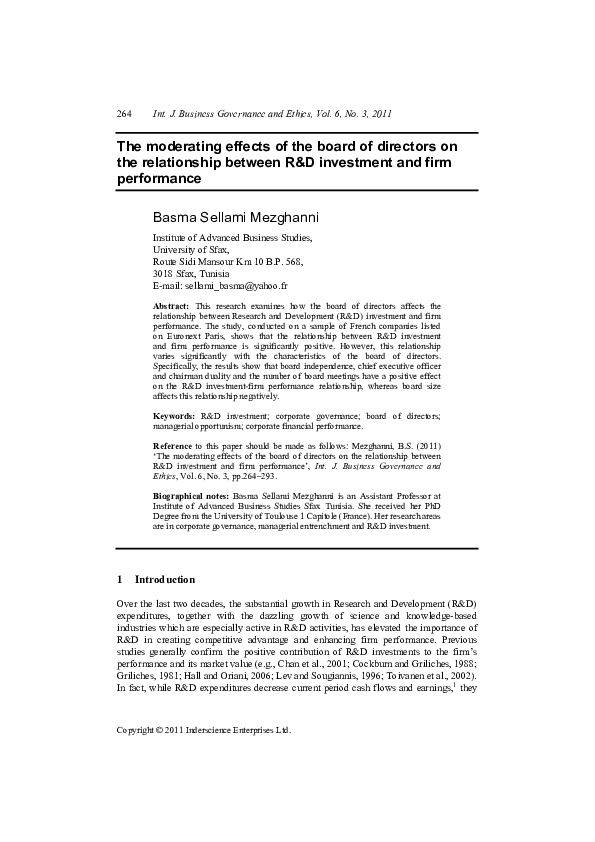 (PDF) The moderating effects of the board of directors on the ...