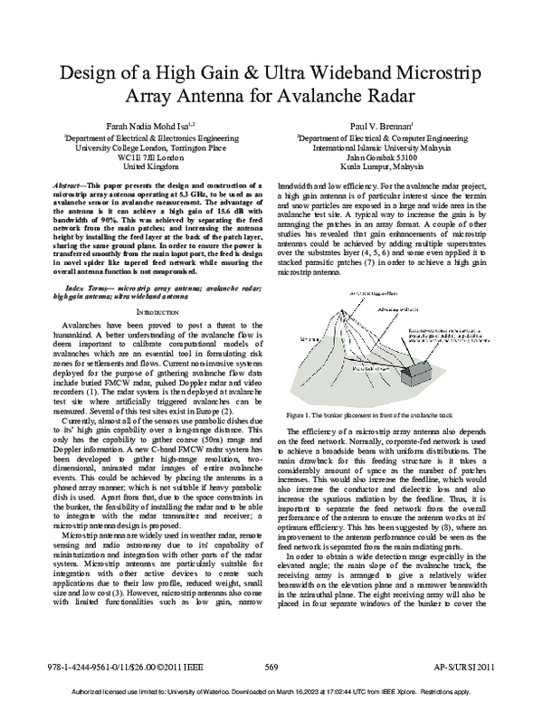 (PDF) Design of a high gain amp ultra wideband microstrip array antenna ...