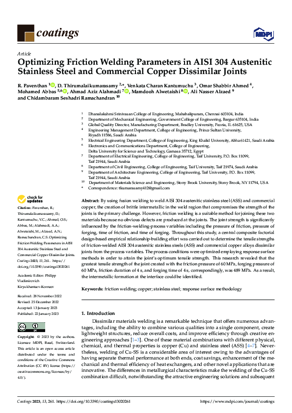 (PDF) Optimizing Friction Welding Parameters in AISI 304 Austenitic ...