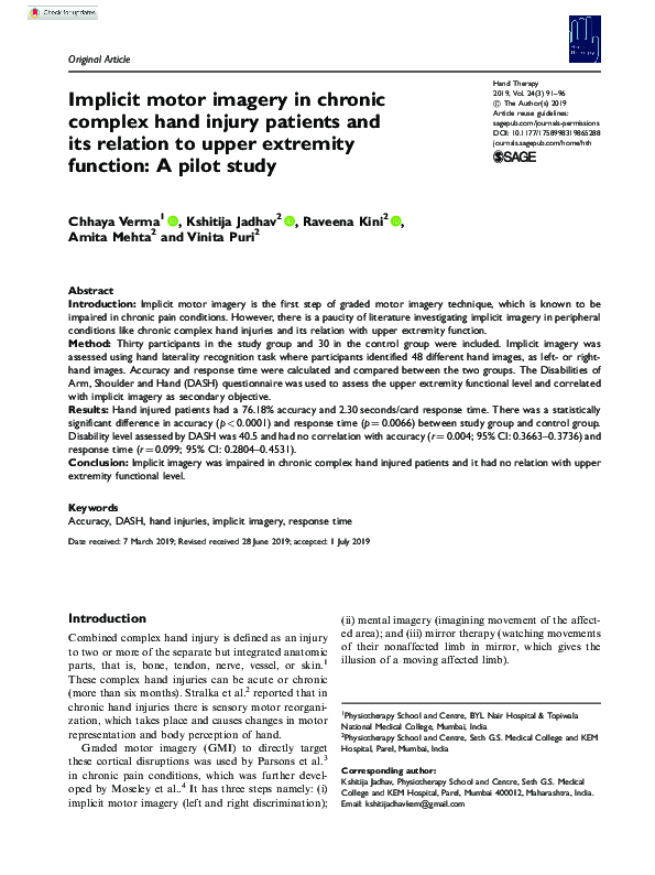 (PDF) Implicit motor imagery in chronic complex hand injury patients ...