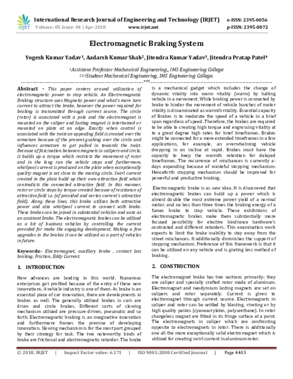 (PDF) Braking system krunal prajapati Academia.edu