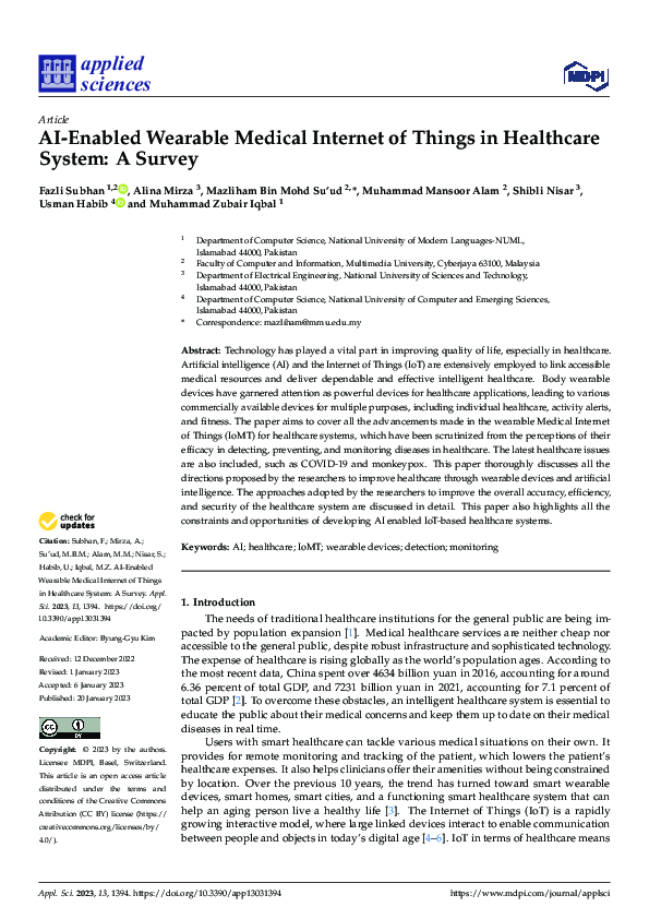 (PDF) AI-Enabled Wearable Medical Internet of Things in Healthcare ...