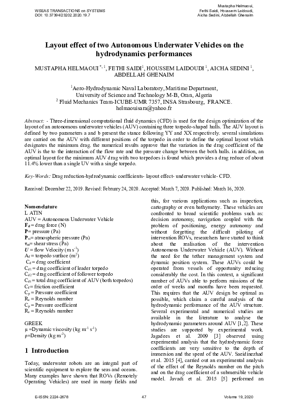 (PDF) Layout Effect of Two Autonomous Underwater Vehicles on the ...