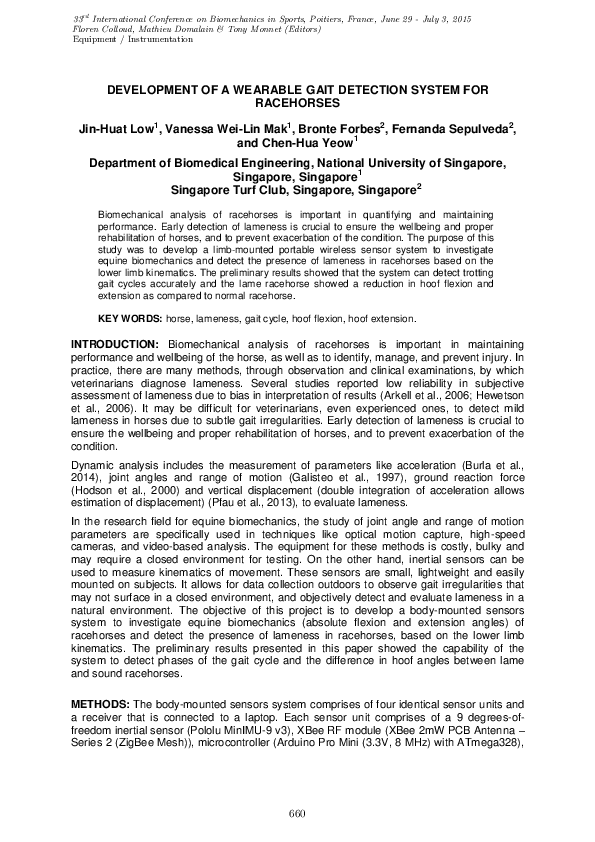 (PDF) Development of a Wearable Gait Detection System for Racehorses