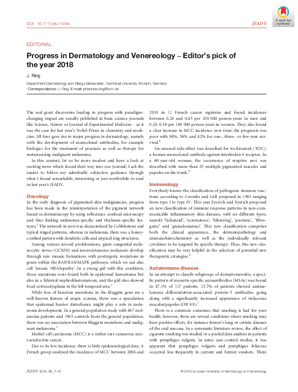 (PDF) Progress in Dermatology and Venereology - Editor's pick of the ...