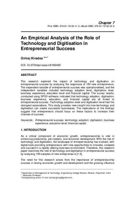 (PDF) An Empirical Analysis of the Role of Technology and Digitisation ...