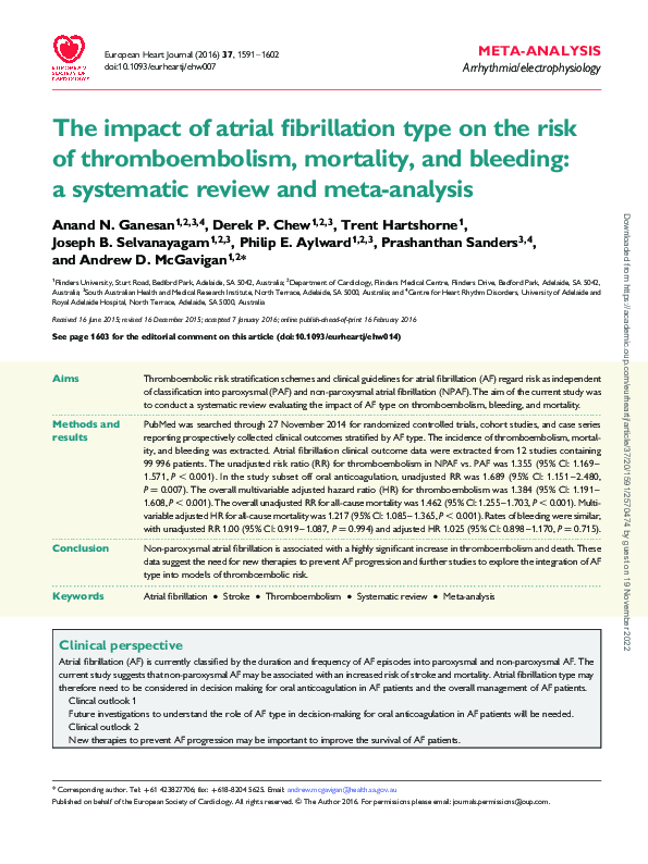 (PDF) The impact of atrial fibrillation type on the risk of ...