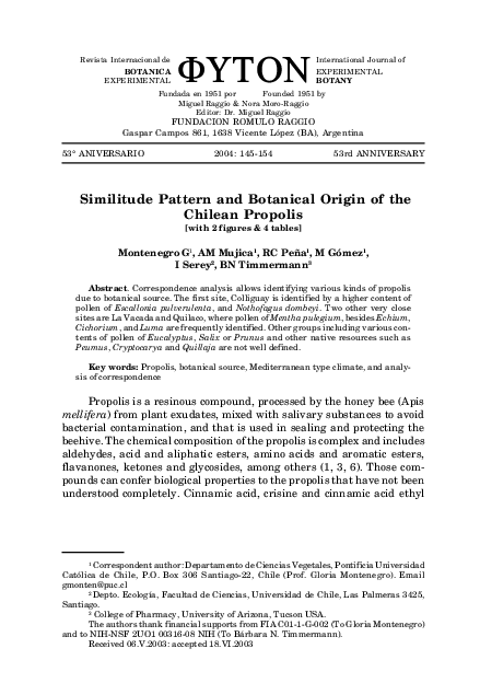 (PDF) Similitude Pattern and Botanical Origin of the Chilean Propolis ...