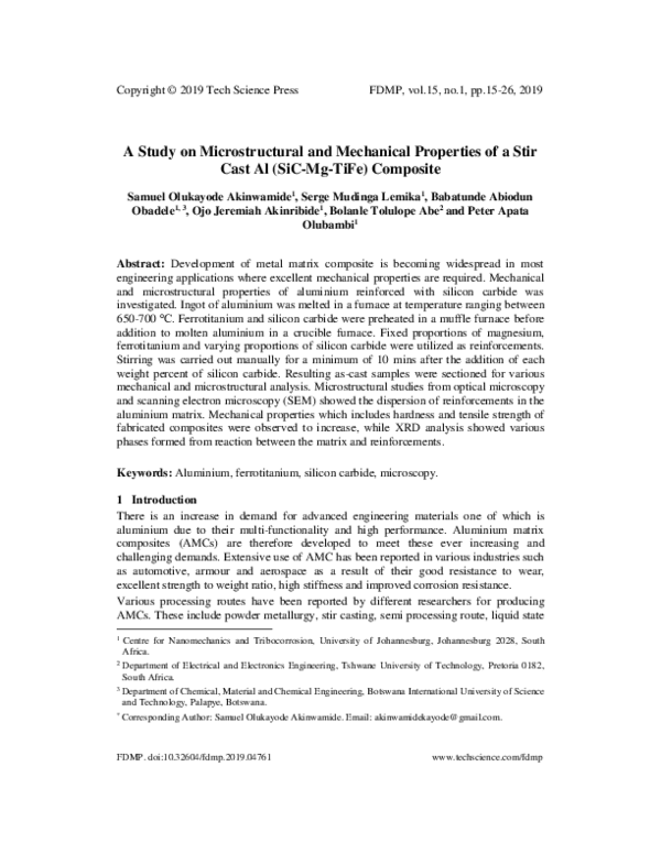 (PDF) Study of Microstructural and Mechanical Properties of Stir Cast ...
