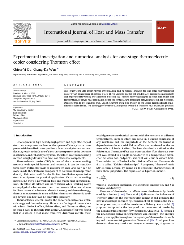 (PDF) Experimental investigation and numerical analysis for one-stage ...