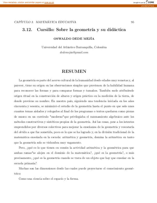 (PDF) Cursillo: sobre la geometría y su didáctica