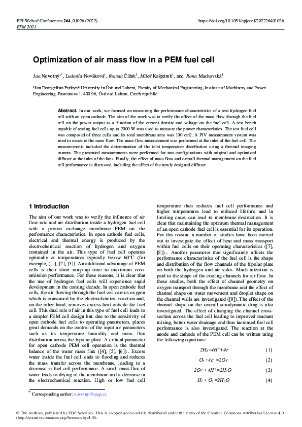 (PDF) Optimization of air mass flow in a PEM fuel cell