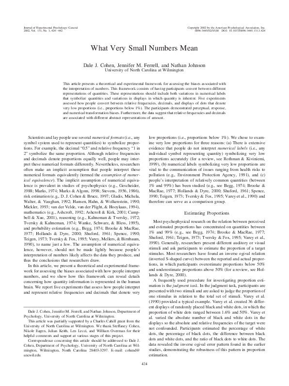 (PDF) What very small numbers mean