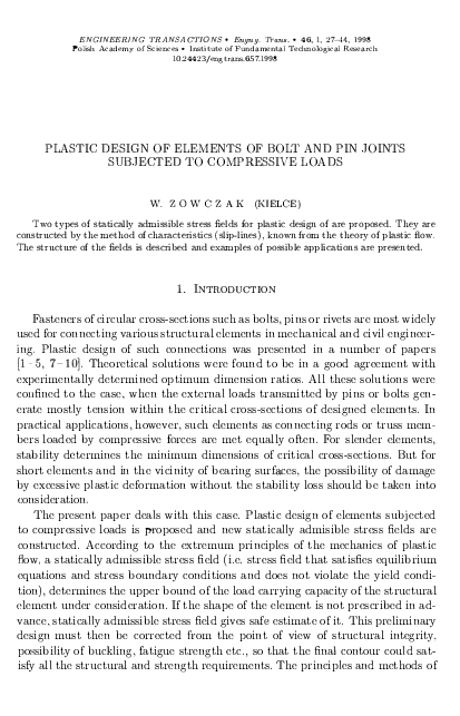 (PDF) Plastic Design of Elements of Bolt and Pin Joints Subjected to ...