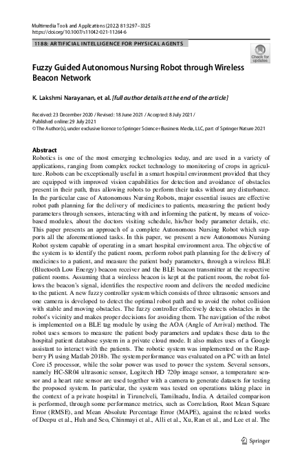 (PDF) Fuzzy Guided Autonomous Nursing Robot through Wireless Beacon Network