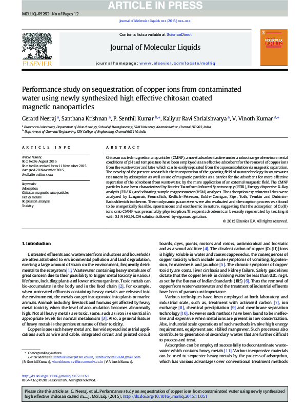 (PDF) Performance study on sequestration of copper ions from ...