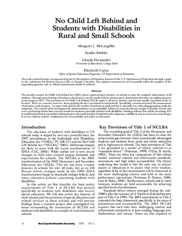 (PDF) No Child Left behind and Students with Disabilities in Rural and ...