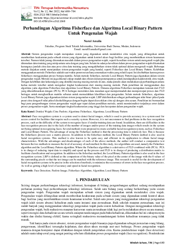 (PDF) Perbandingan Algoritma Fisherface dan Algoritma Local Binary ...