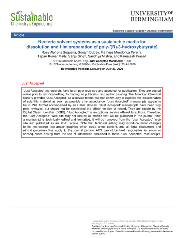 (PDF) Neoteric Solvent Systems as Sustainable Media for Dissolution and ...
