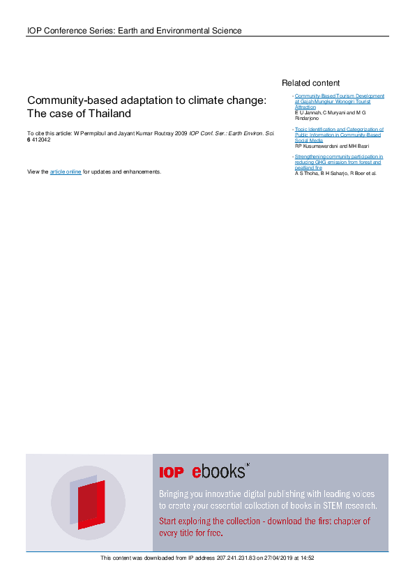(PDF) Community-based adaptation to climate change: The case of Thailand