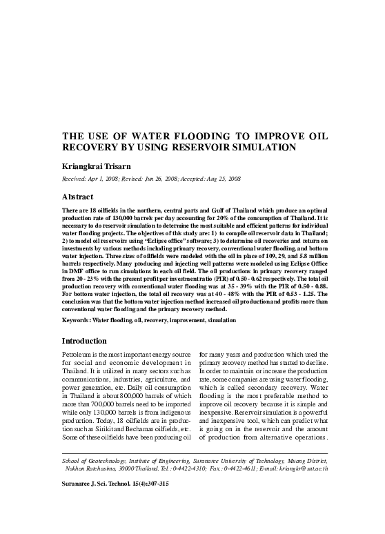 (PDF) The Use of Water Flooding to Improve Oil Recovery by Using ...