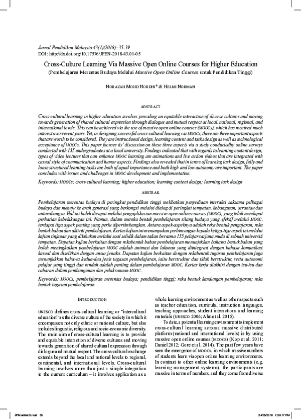 (PDF) Cross-culture Learning in Massive Open Online Courses for Higher ...