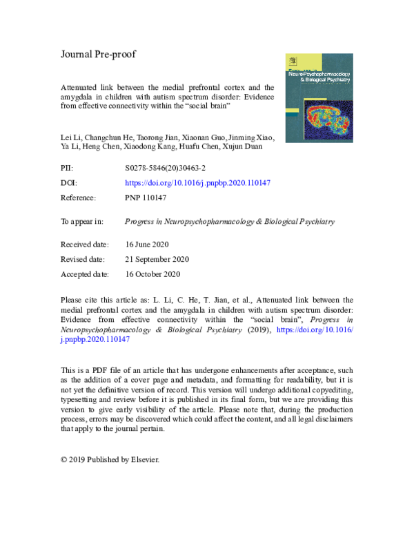 (PDF) Attenuated link between the medial prefrontal cortex and the ...
