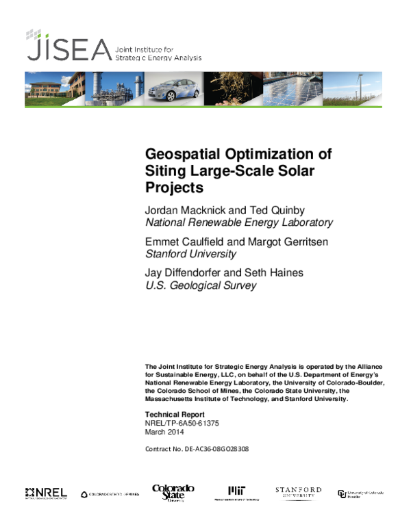 Pdf Geospatial Optimization Of Siting Large Scale Solar Projects