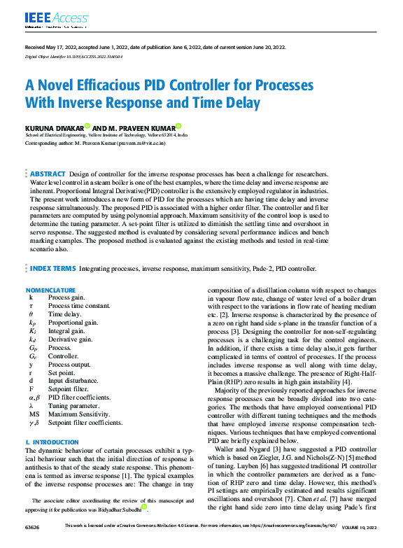 (PDF) A Novel Efficacious PID Controller for Processes With Inverse ...