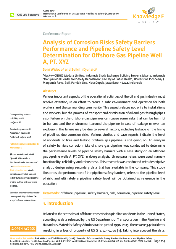(PDF) Analysis of Corrosion Risks Safety Barriers Performance and ...