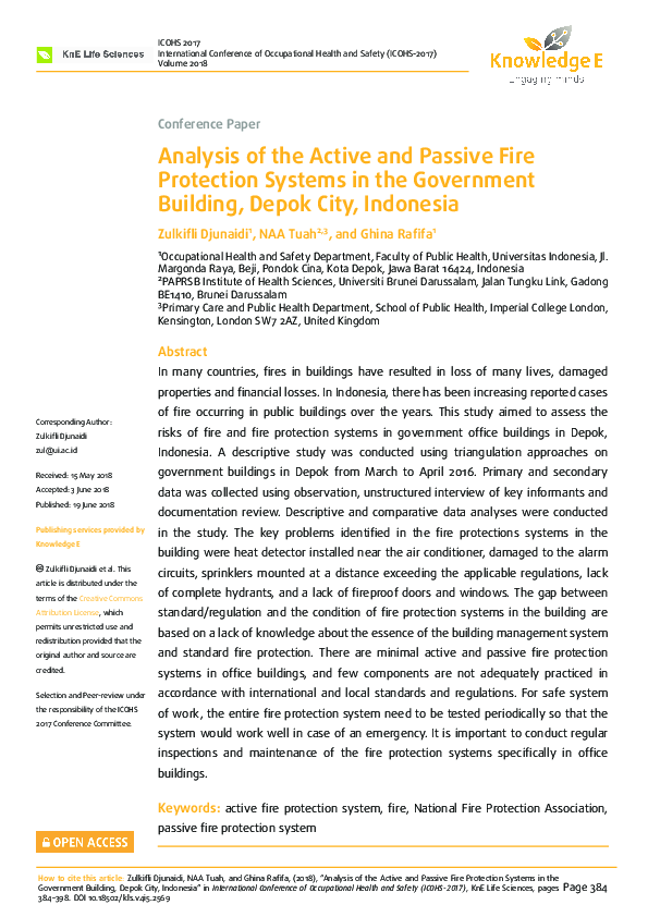 (PDF) Analysis of the Active and Passive Fire Protection Systems in the ...