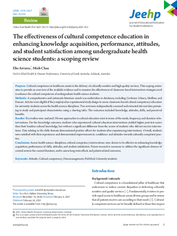 (PDF) The effectiveness of cultural competence education in enhancing ...