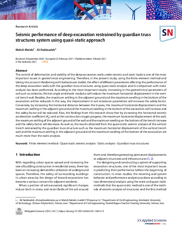 (PDF) Seismic performance of deep excavation restrained by guardian ...