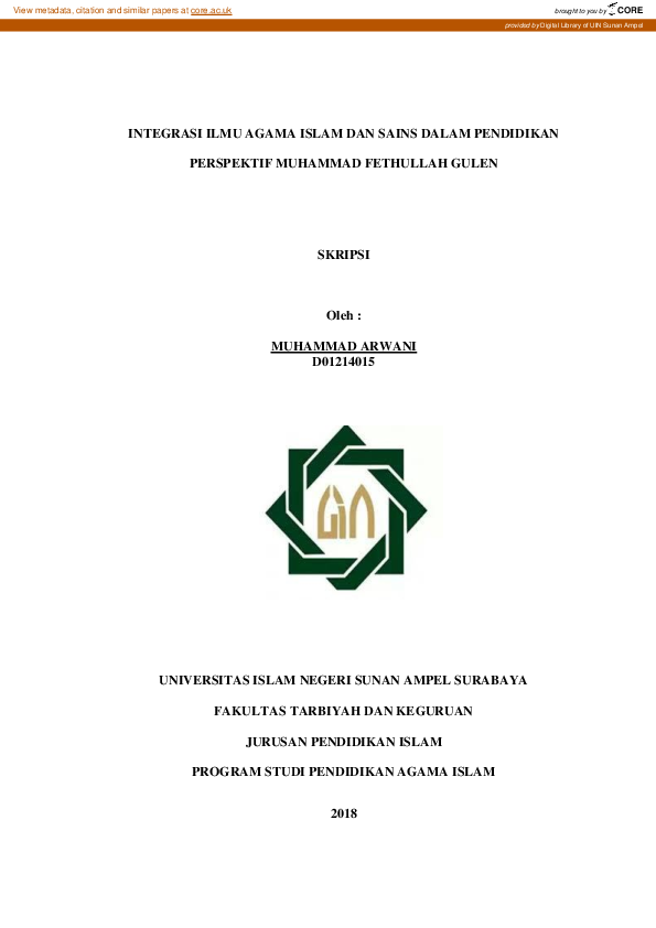 (PDF) Integrasi ilmu agama Islam dan sains dalam pendidikan perspektif ...