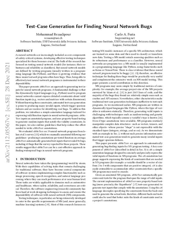 (PDF) Test-Case Generation for Finding Neural Network Bugs