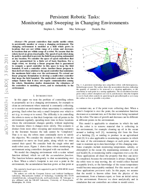 (PDF) Persistent Robotic Tasks: Monitoring and Sweeping in Changing ...
