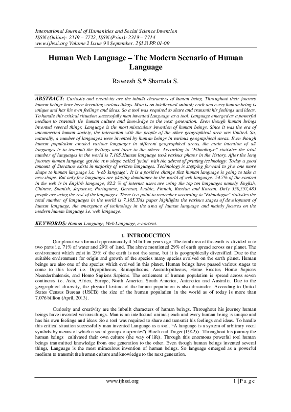(PDF) Human Web Language -The Modern Scenario of Human Language