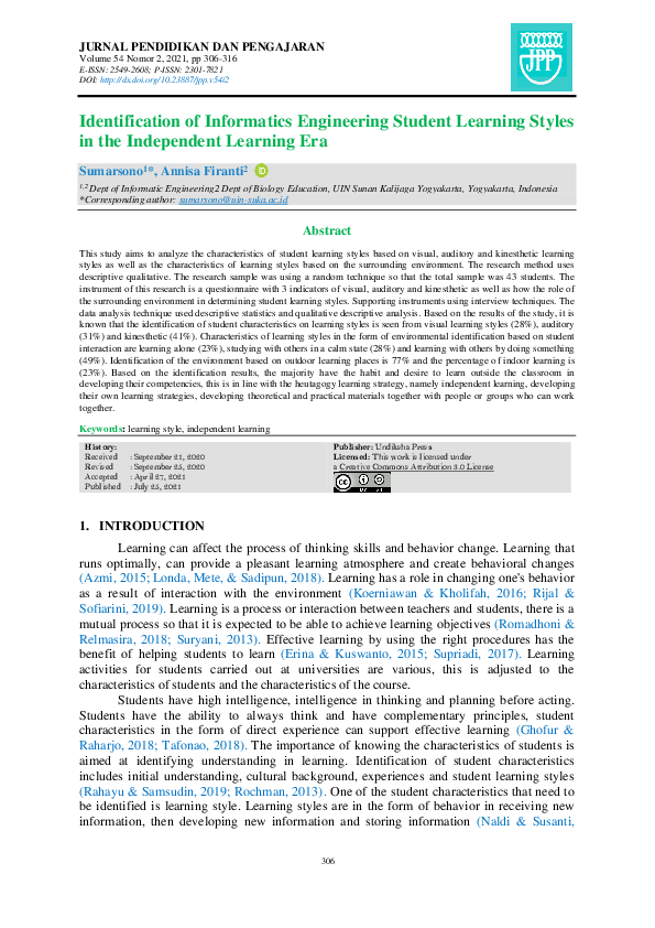 (PDF) Identification of Informatics Engineering Student Learning Styles ...