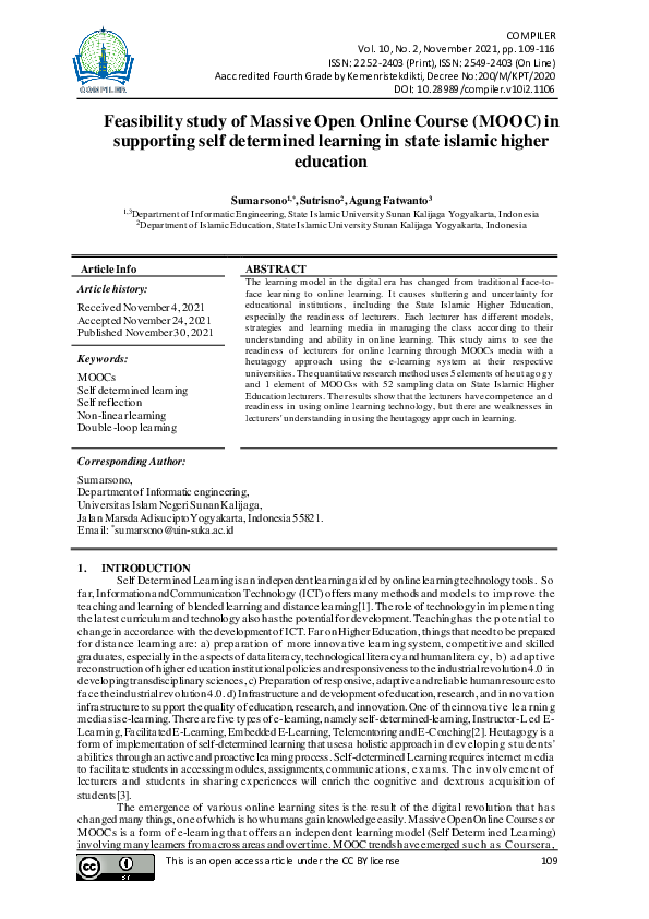 (PDF) Feasibility Study of Massive Open Online Course (MOOC) in ...
