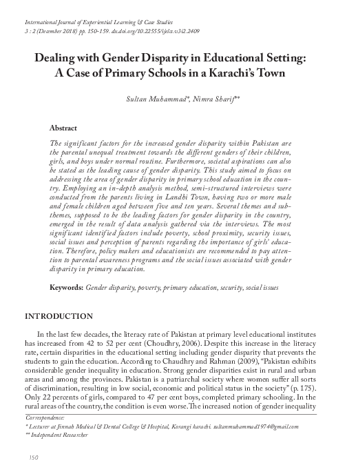 (PDF) Dealing with Gender Disparity in Educational Setting: A Case of ...