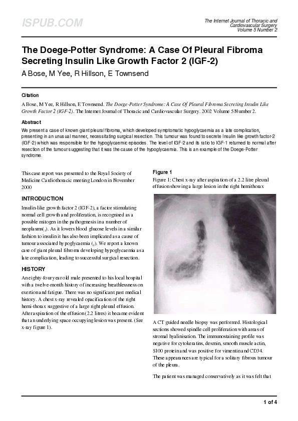 (PDF) The DoegePotter Syndrome A Case Of Pleural Fibroma Secreting