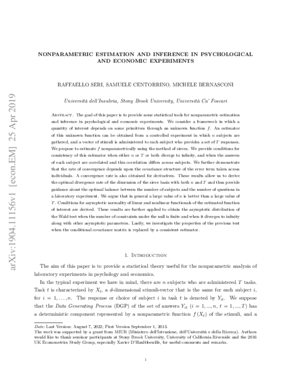 (PDF) Nonparametric Estimation and Inference in Psychological and ...