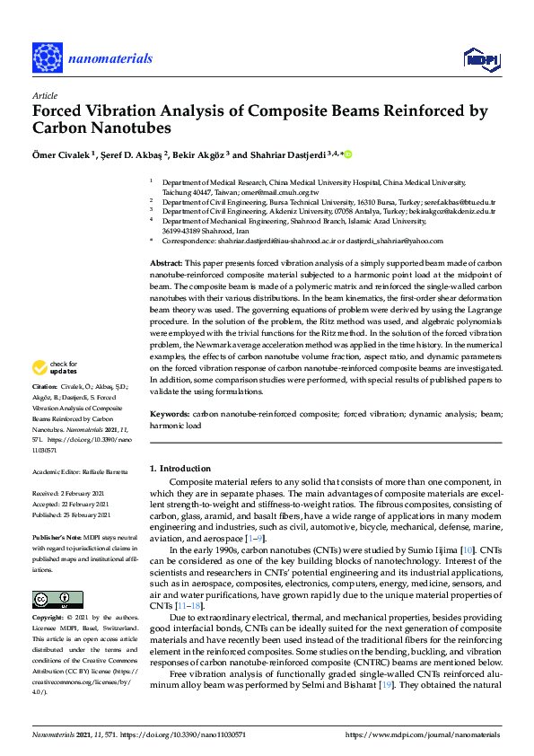 (PDF) Forced Vibration Analysis of Composite Beams Reinforced by Carbon ...